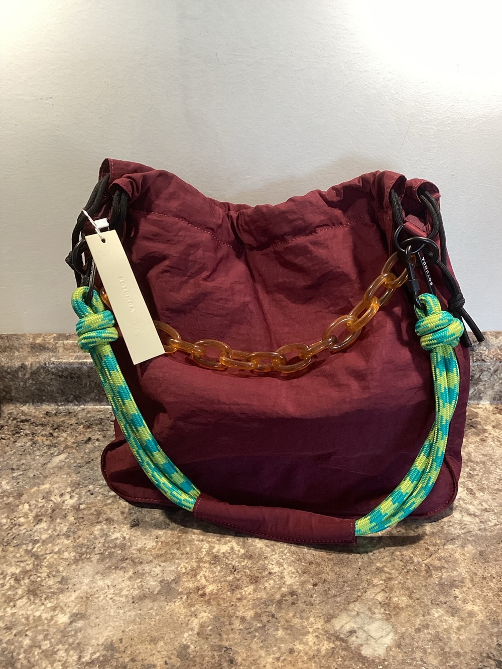 Rotunda Sant Hobo Bag Bordeaux Purse Bag Brand New Nylon Changeable Straps